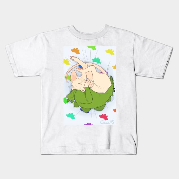 Sleeping Dino Kids T-Shirt by ceca_art